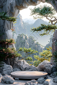 山石园林背景图片