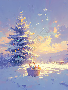圣诞树的绘画背景图片
