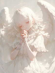 天使羽毛白色的天使插画