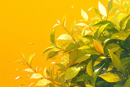 茶叶叶子素材翠绿的叶子插画