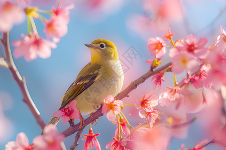 樱花枝上的鸟背景