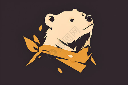 美丽灰熊北极熊佩戴黄色领结插画