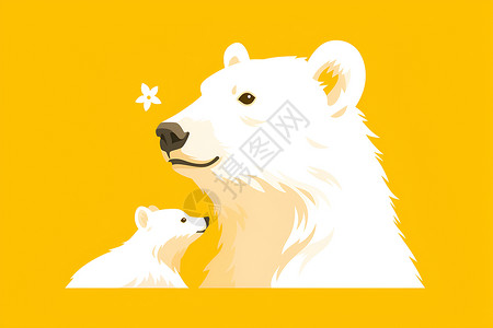 母子熊北极熊母子插画