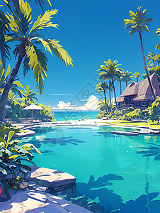 翡翠孤岛背景图片