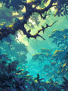 幻境热带繁茂丛林背景图片