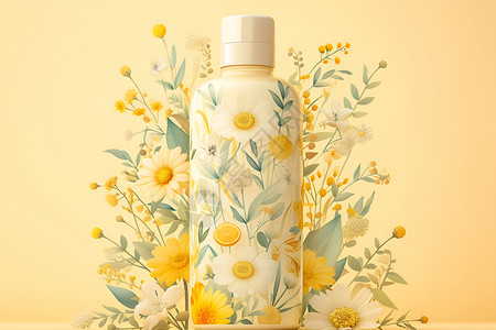 干茉莉花香氛沐浴露瓶上的小茉莉花图案设计图片