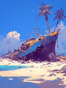 荒岛上的船只背景图片