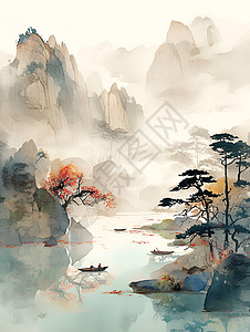 传统中国风景中国传统风景插画