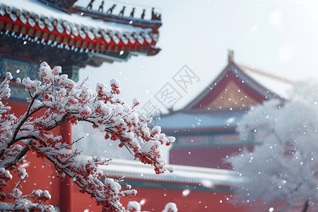 雪花压枝背景图片