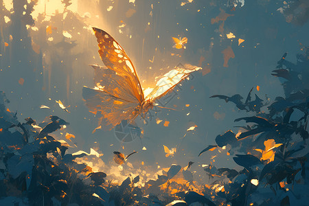 夜间飞舞的蝴蝶背景图片
