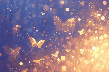 夜幕中金色蝴蝶背景图片