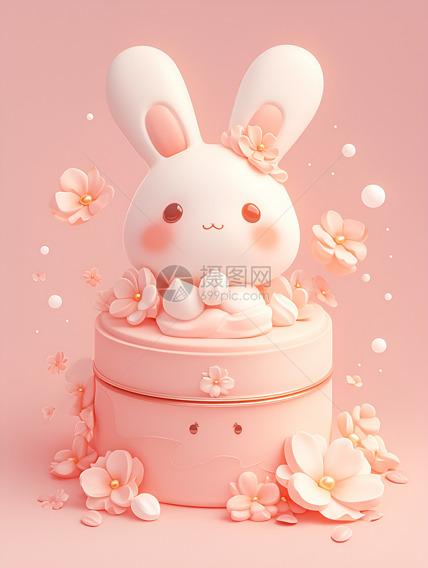 甜蜜可爱的兔子蛋糕图片