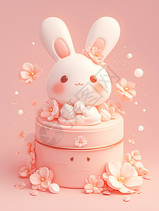 松软蛋糕甜蜜可爱的兔子蛋糕插画