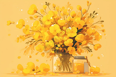 黄色背景上的花瓶背景图片