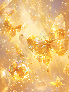 金色蝴蝶舞动背景图片