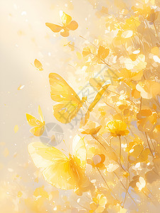 金色的蝴蝶在空中飞舞背景图片