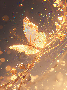 夜幕中的金蝶舞动背景图片