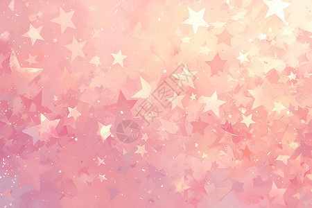 粉色梦幻星星星星中的仙境插画