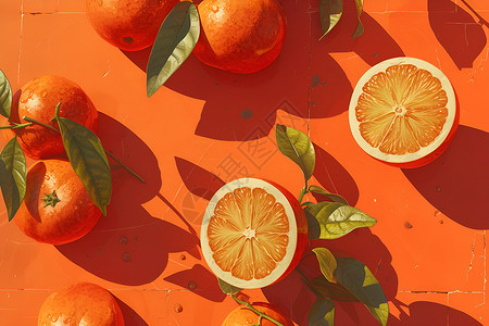 几个美味的柑橘背景图片