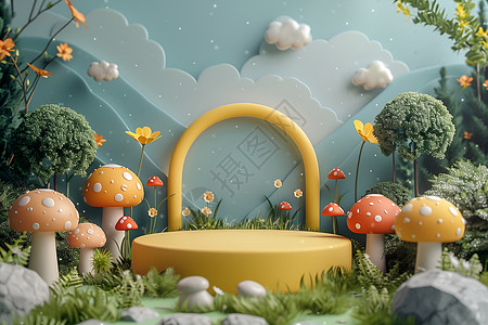 牡蛎蘑菇动画森林设计图片
