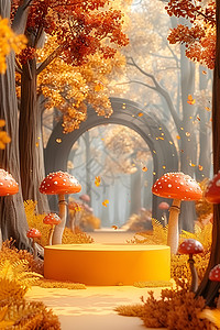 童趣森林蘑菇背景图片