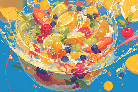 代餐水果美味的水果餐插画