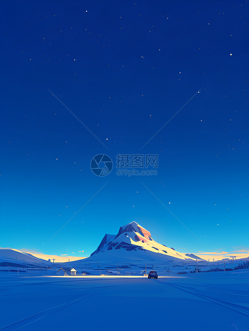 雪山星夜行图片