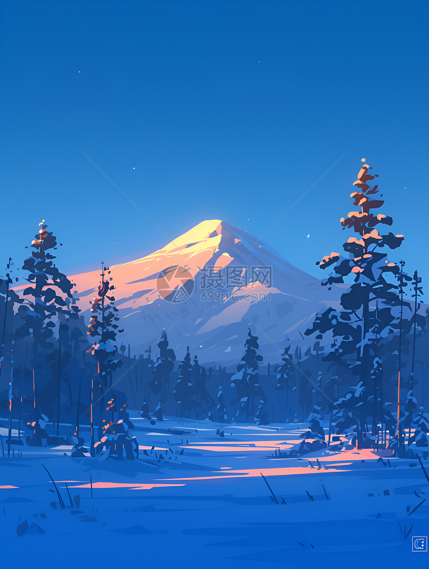 晨曦下的雪山图片