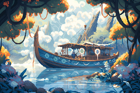 湖中的船只背景图片