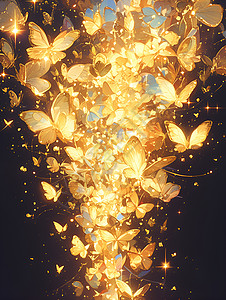 黄金蝴蝶闪烁之夜高清图片