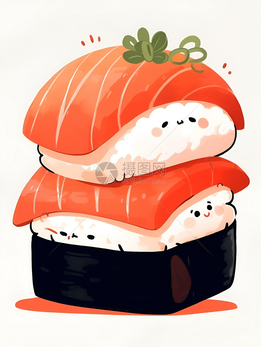 展现的鱼肉寿司图片