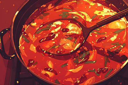 辣椒红油设计的火锅红油插画