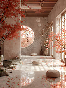 日本古代建筑精致古典的室内建筑设计图片