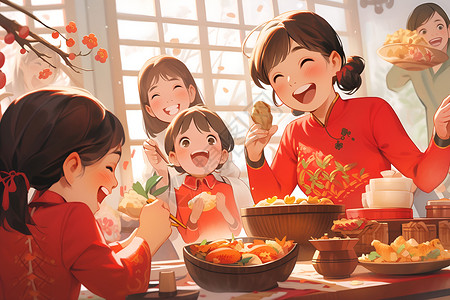 春节家庭聚会背景图片