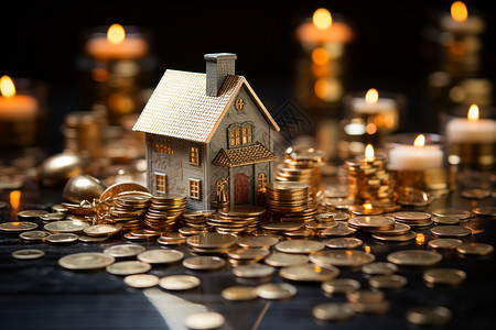 货币中的房屋模型背景图片