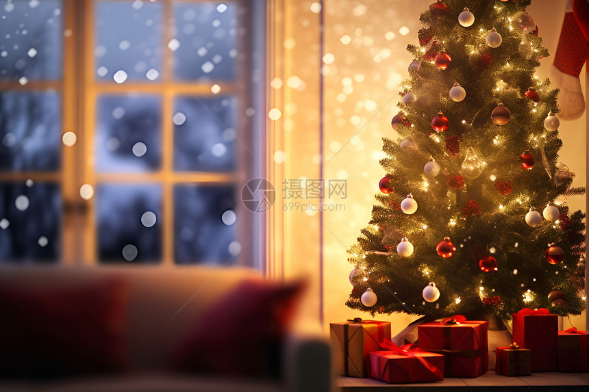 房间内的艺术圣诞树图片