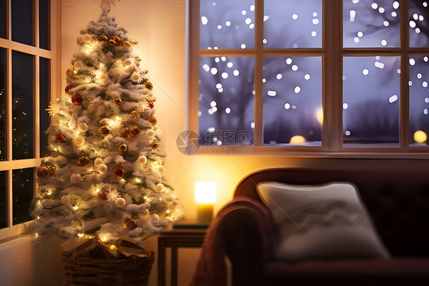 房间内的圣诞树图片