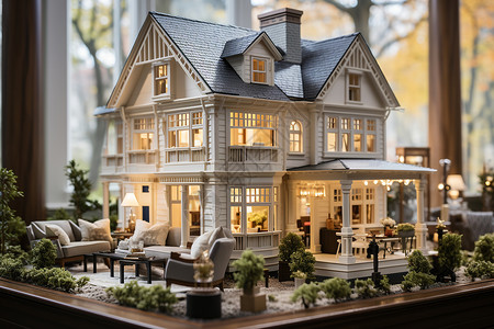 精致的房屋模型背景图片