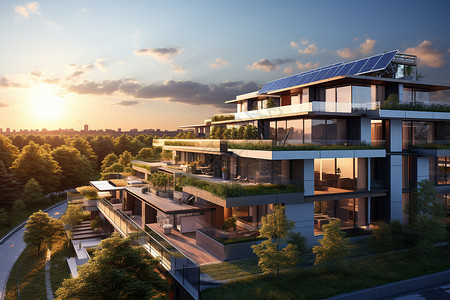 太阳能房屋房屋建筑上的光伏插画