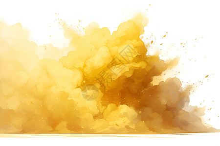 粉尘烟雾飞溅的黄色粉尘插画