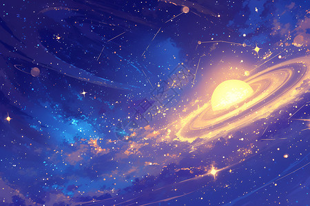 闪耀之星系列美丽的银河之旅插画