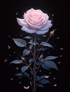 玫瑰与叶片背景图片