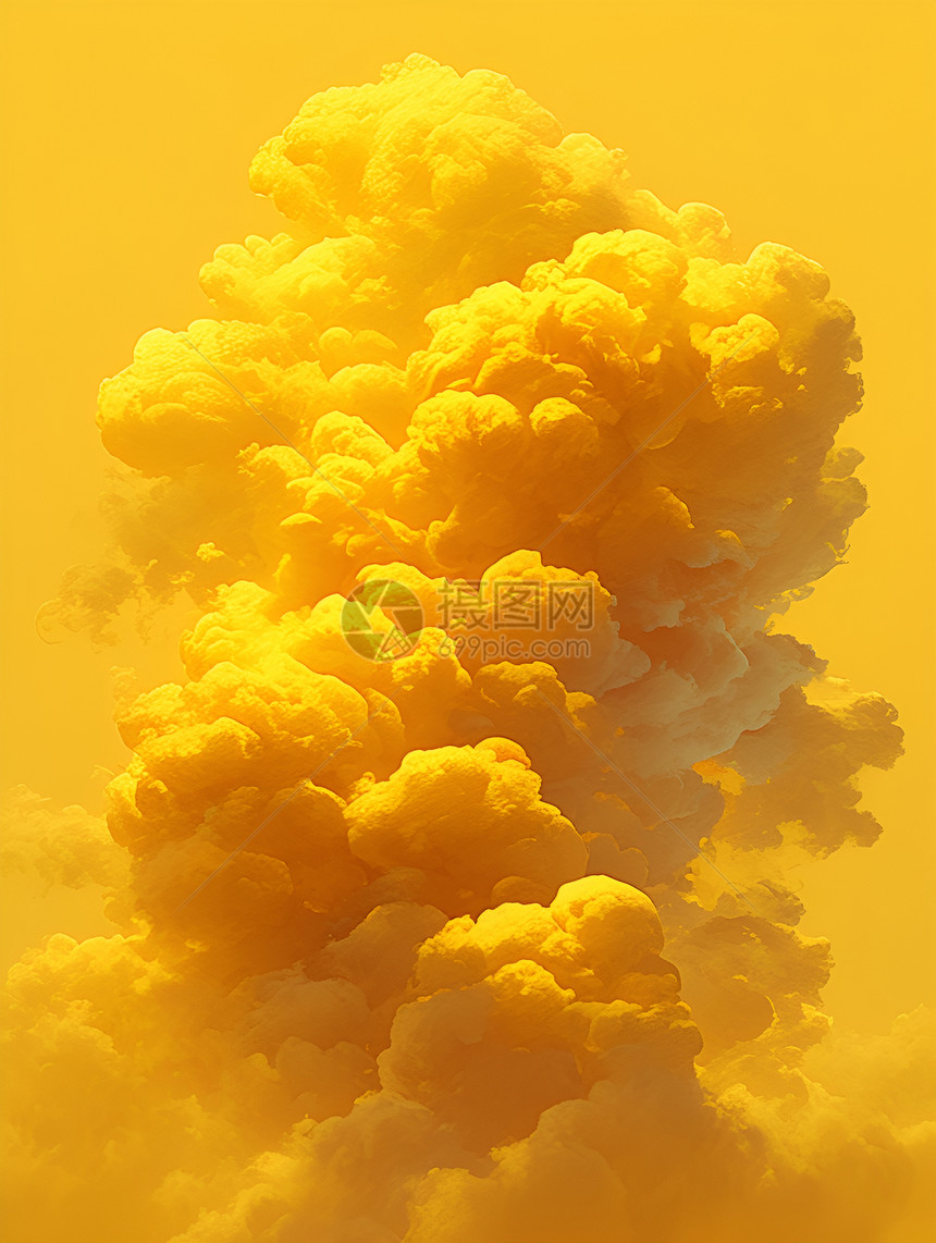 云雾腾腾的黄色粉末图片