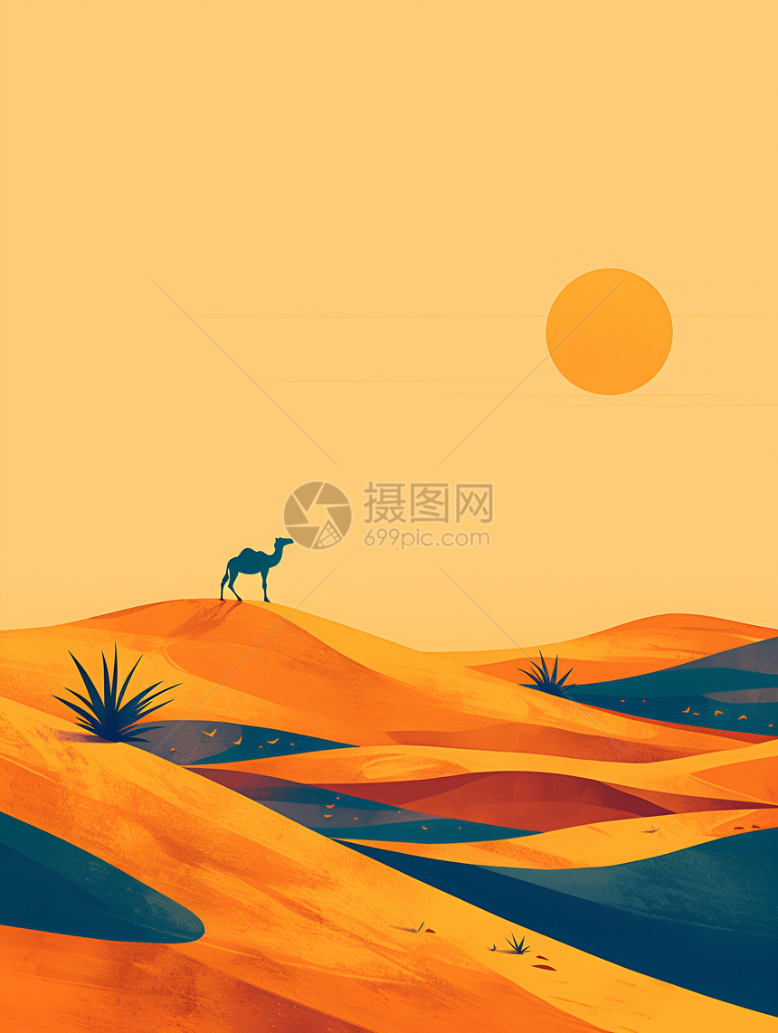 沙漠之美的骆驼图片