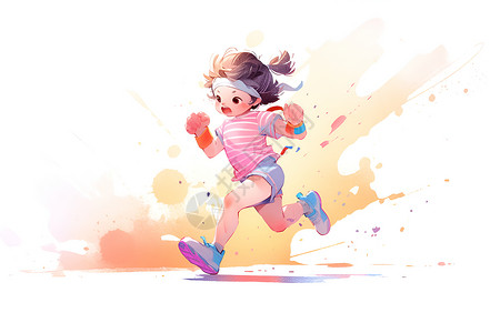 少女奔跑的活力背景图片