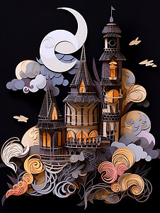 纸艺的城堡背景图片