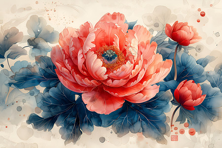 中国式花纹中国式花卉插画