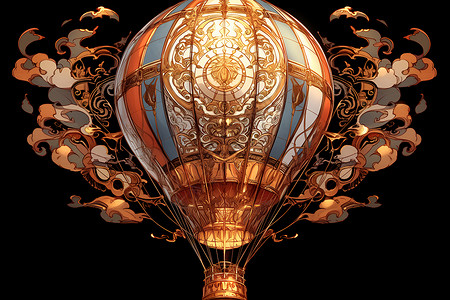 铜饰花纹热气球背景图片