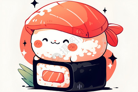 寿司餐车微笑的寿司插画