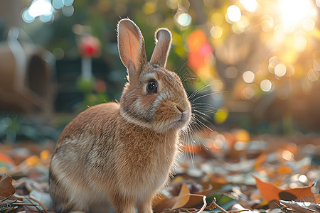兔子赏月阳光下一只可爱的兔子背景